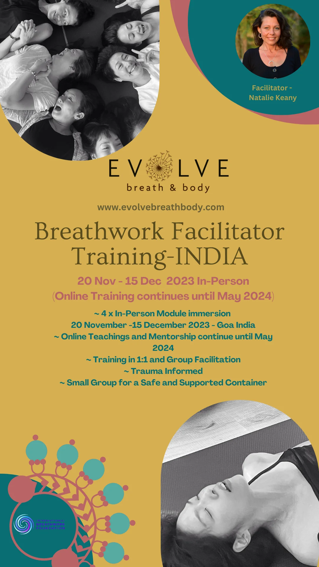 Terapeutisk Breathwork-utbildning för facilitatorer – Indien — Evolve Breath Body ™ – Modul 1