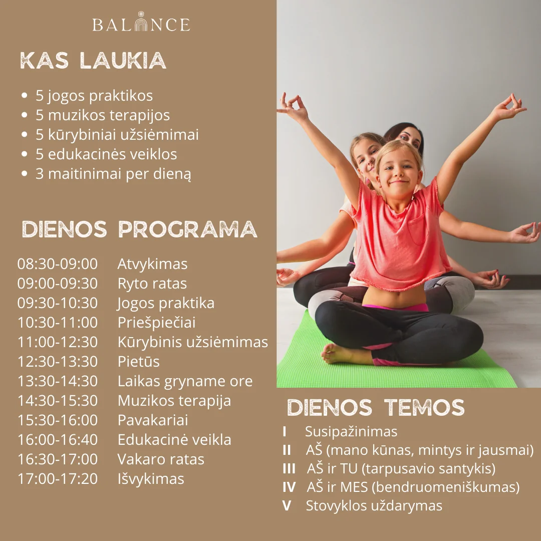 Yoga- och musikterapidagläger för barn – 07.10–07.14 (Kotryna och Birutė)