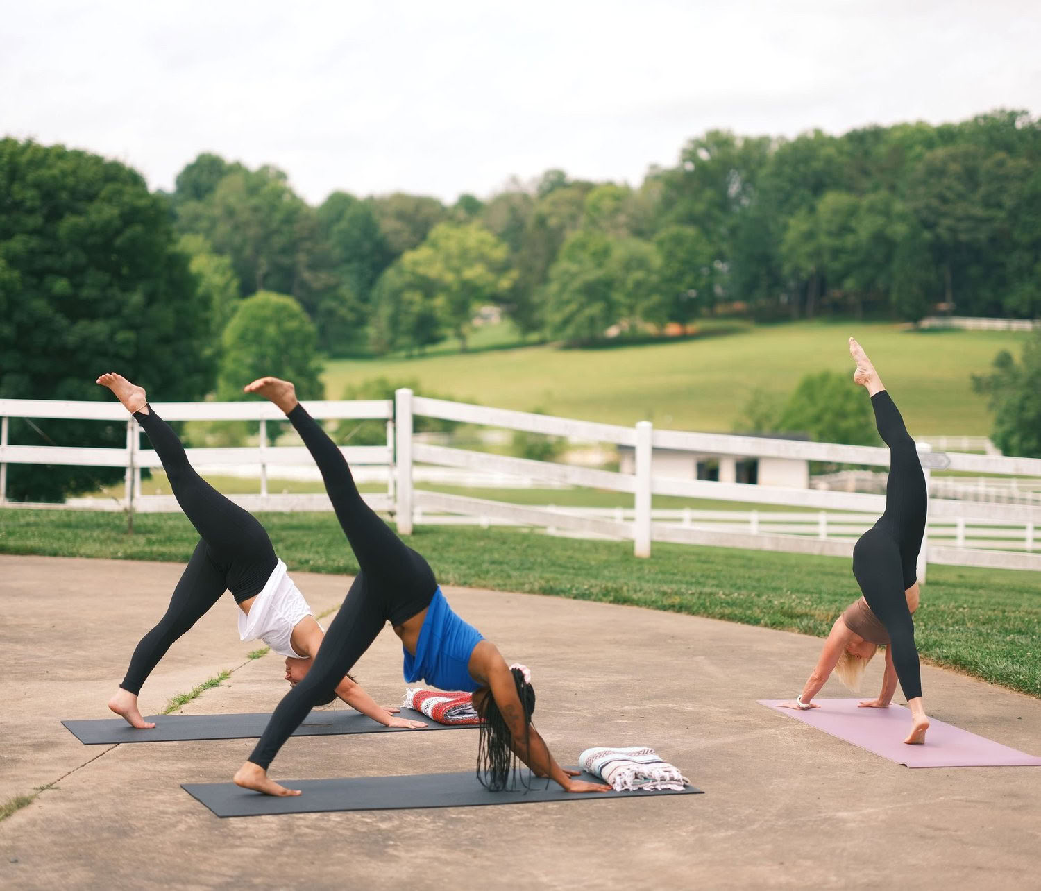 Lördagsmorgonens soluppgångsyoga med Kelly Flowers — The Horse Shoe Farm Boutique Resort nära Asheville, NC | Mat och spa
