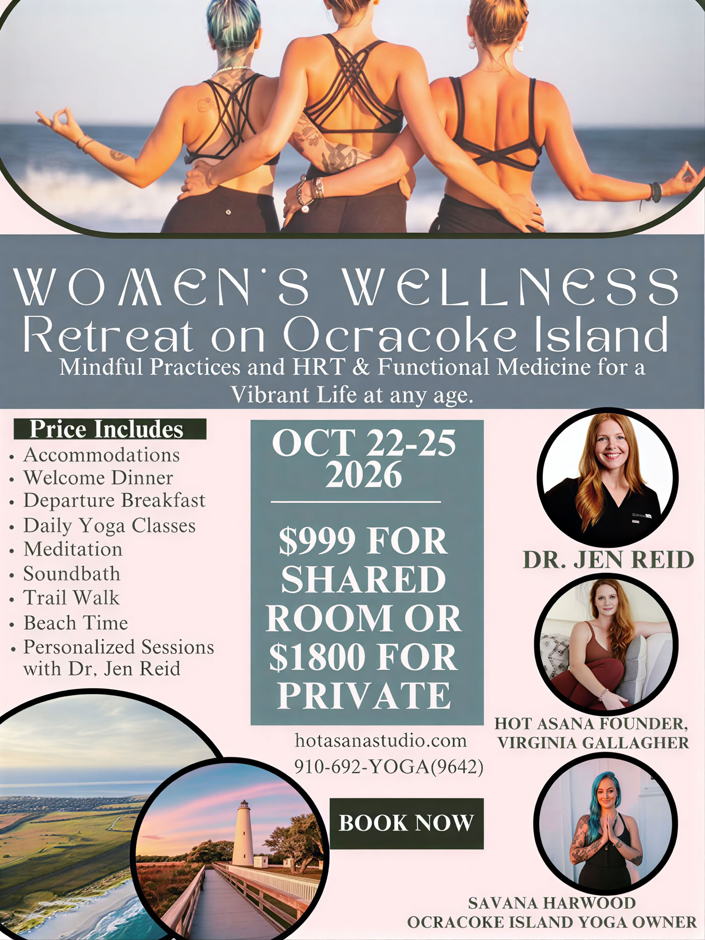 Kvinnoretreat på Ocracoke Island med Dr. Jen Reid, Virginia Gallagher och Savana Harwood