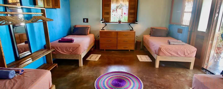 Shared dorm room (mixed gender) up to 4 people with shared bathroom & veranda